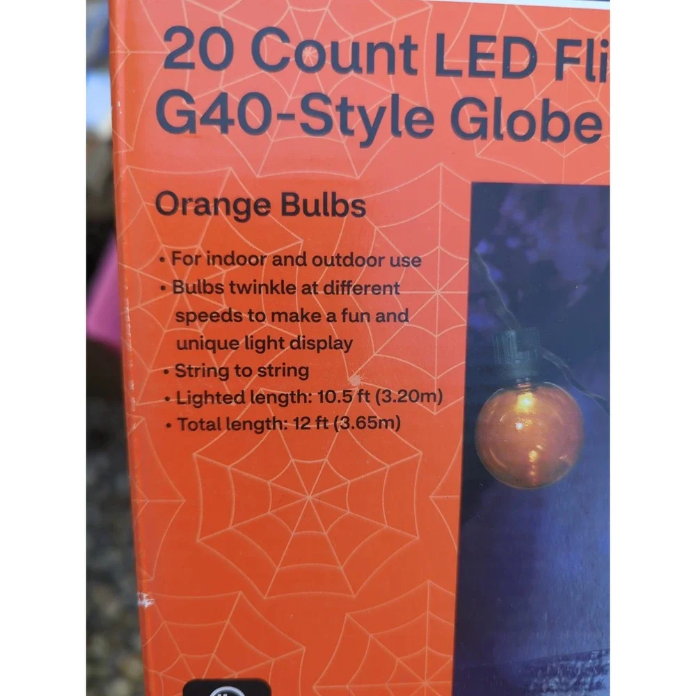 20 Spooky Village Flickering Halloween G40 Orange Globe Lights - NEW
